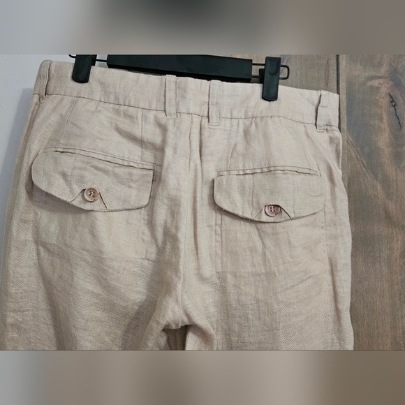 ISLAND IMPORTER 100% linen cozumel pant In Natural Khaki. Size 32 - Picture 8 of 15